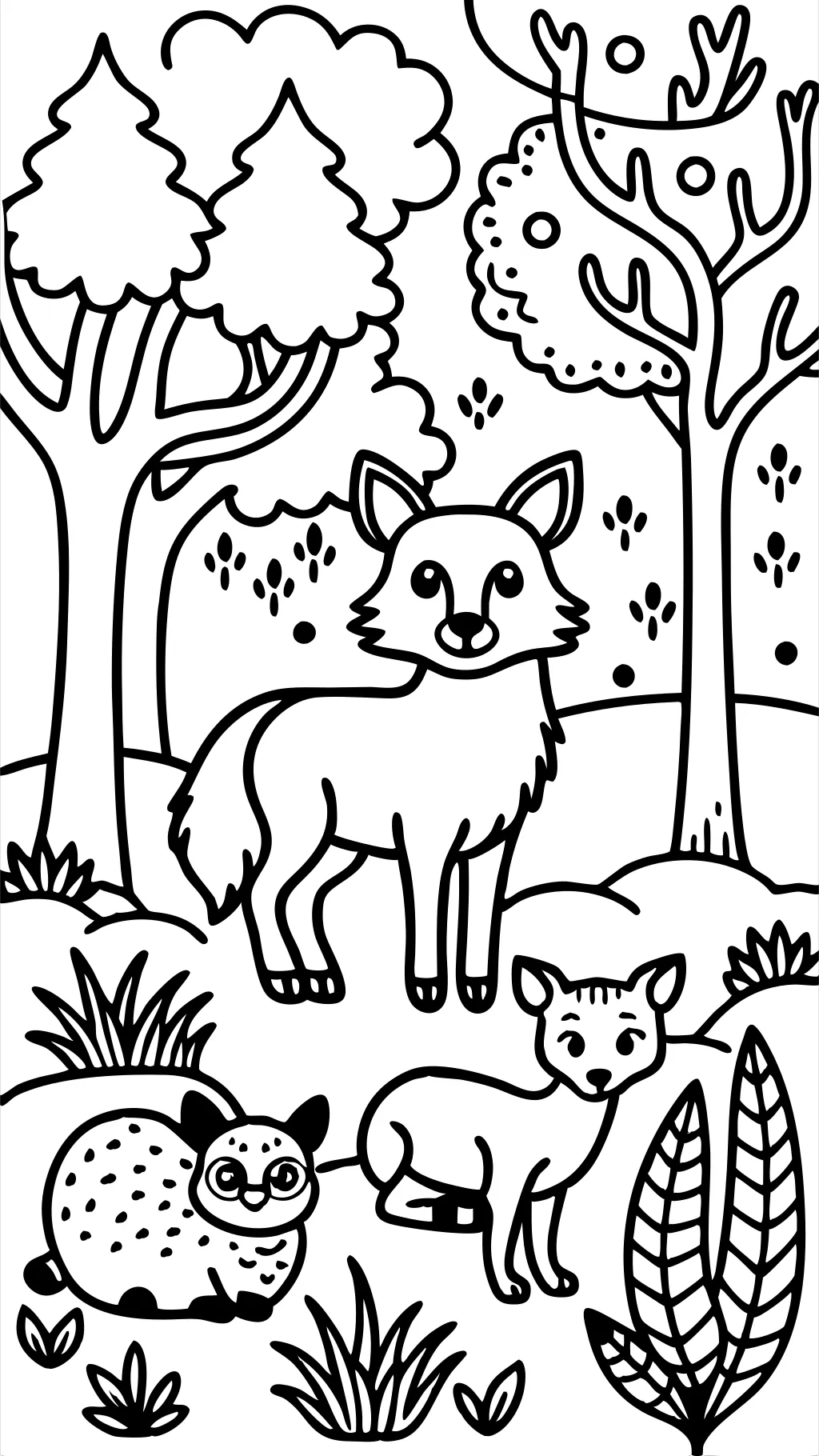 Páginas para colorear de animales de bosque